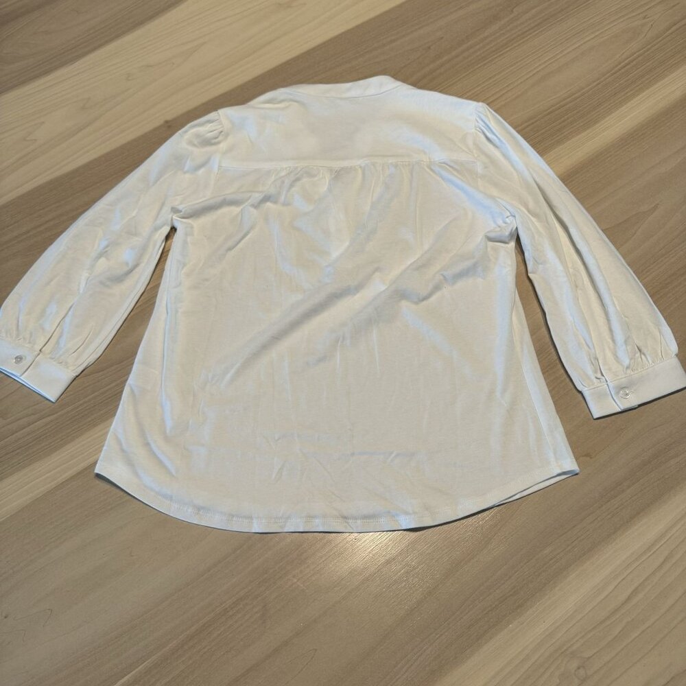 Amour Vert White Partial Button Organic Cotton Bl… - image 5